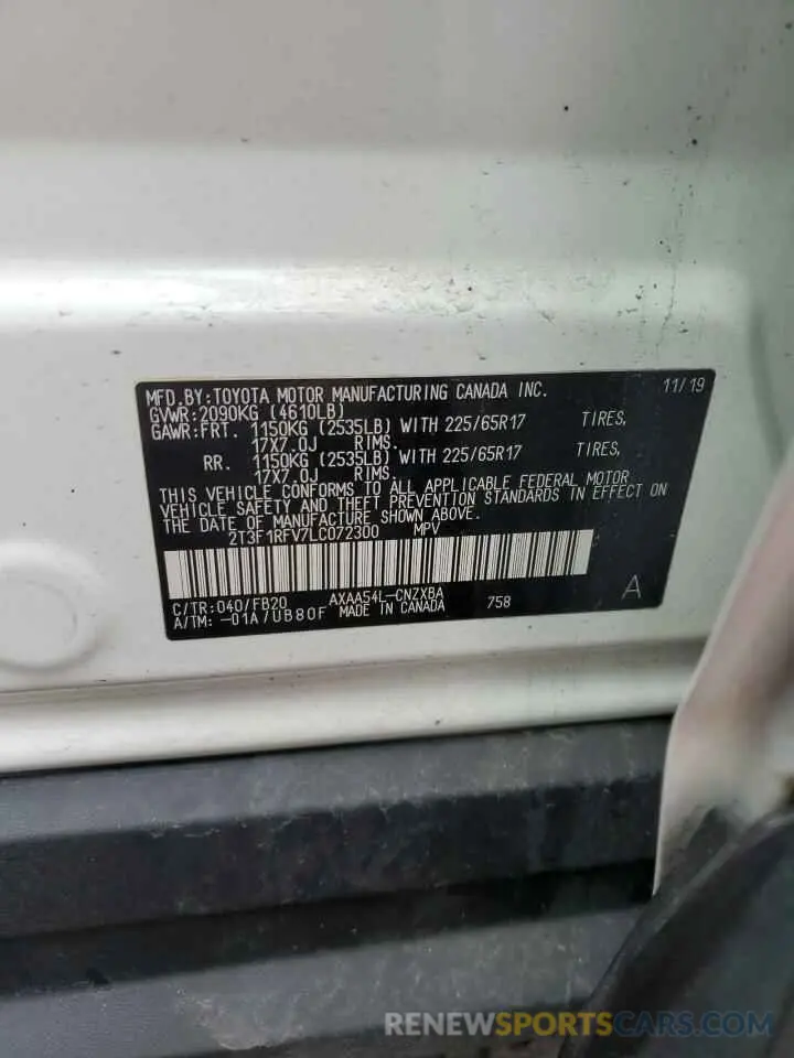 12 Фотография поврежденного автомобиля 2T3F1RFV7LC072300 TOYOTA RAV4 2020