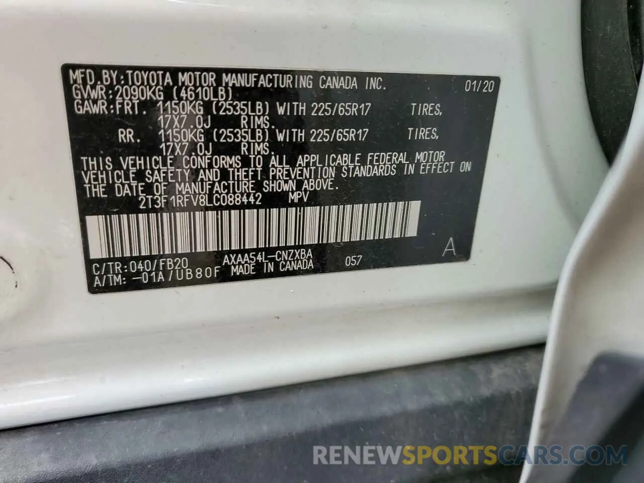 14 Фотография поврежденного автомобиля 2T3F1RFV8LC088442 TOYOTA RAV4 2020