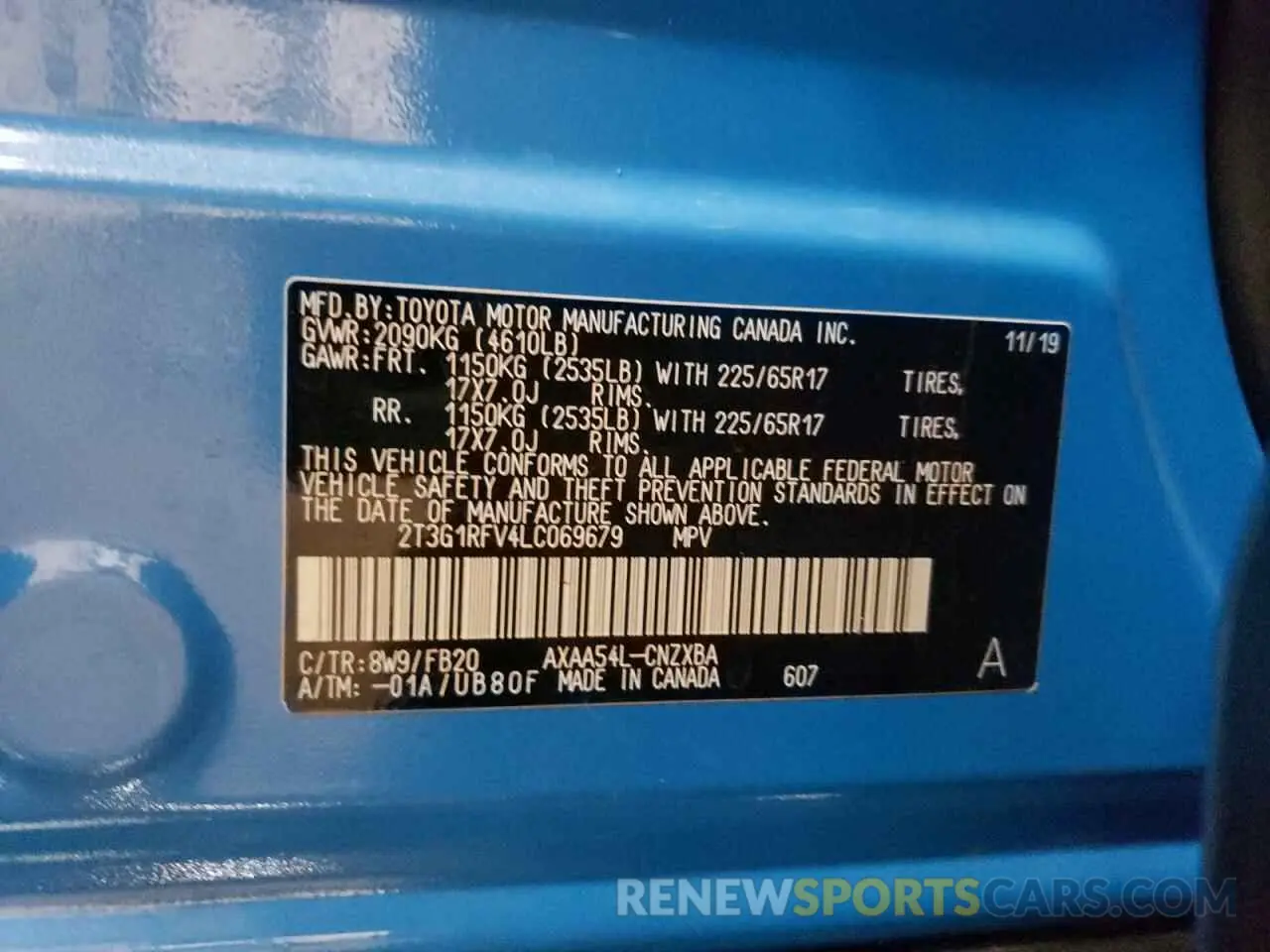 10 Фотография поврежденного автомобиля 2T3G1RFV4LC069679 TOYOTA RAV4 2020