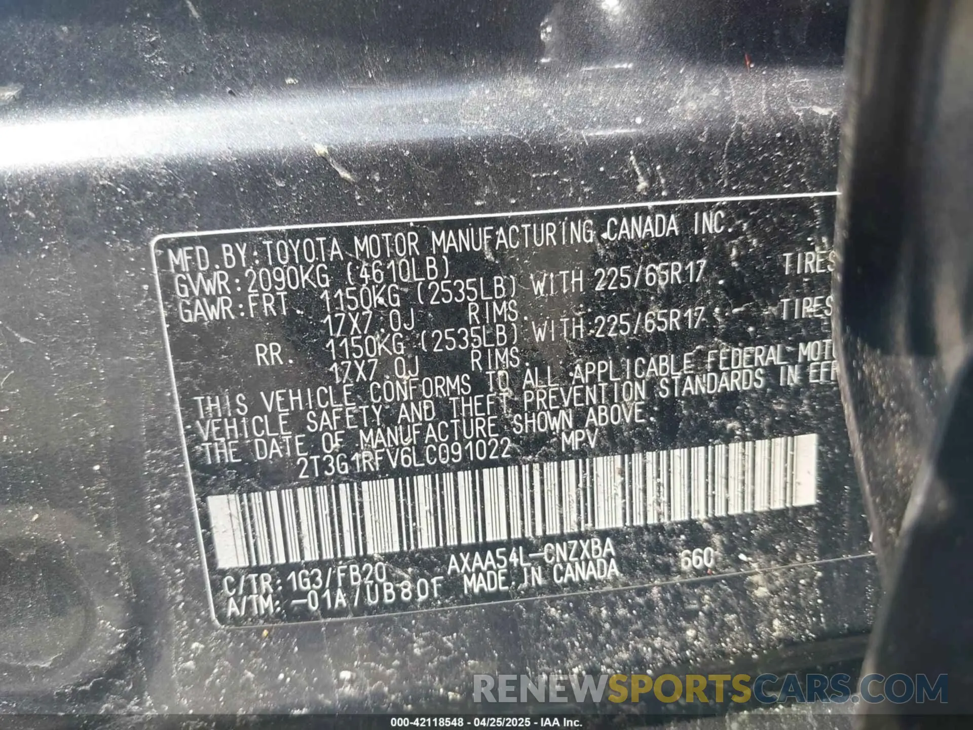 9 Фотография поврежденного автомобиля 2T3G1RFV6LC091022 TOYOTA RAV4 2020