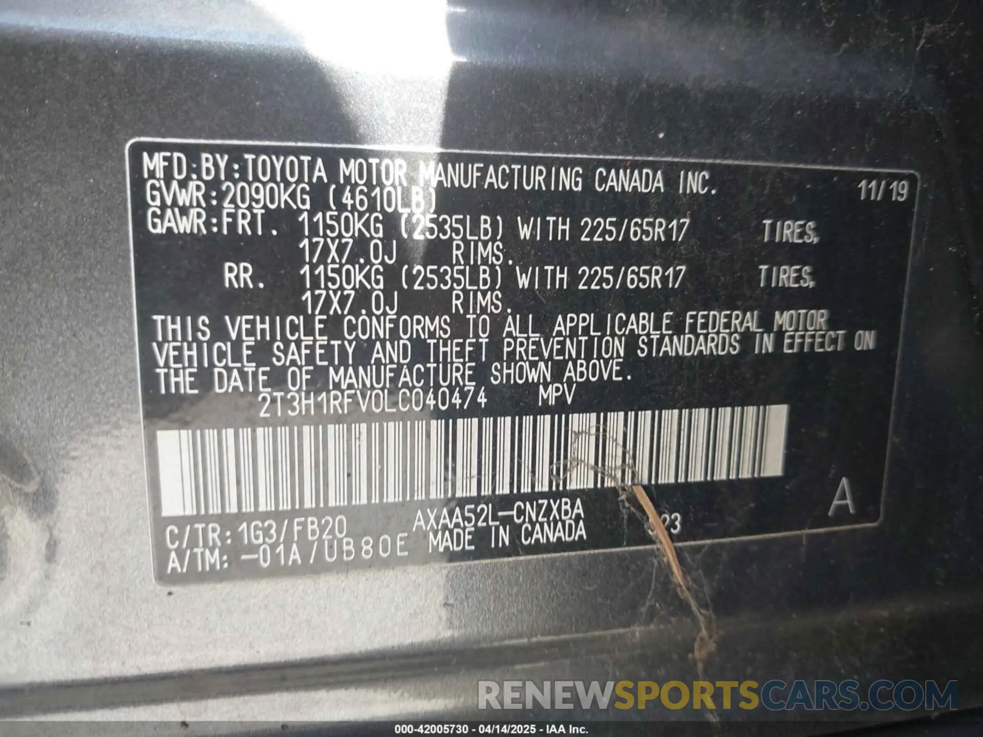 9 Фотография поврежденного автомобиля 2T3H1RFV0LC040474 TOYOTA RAV4 2020