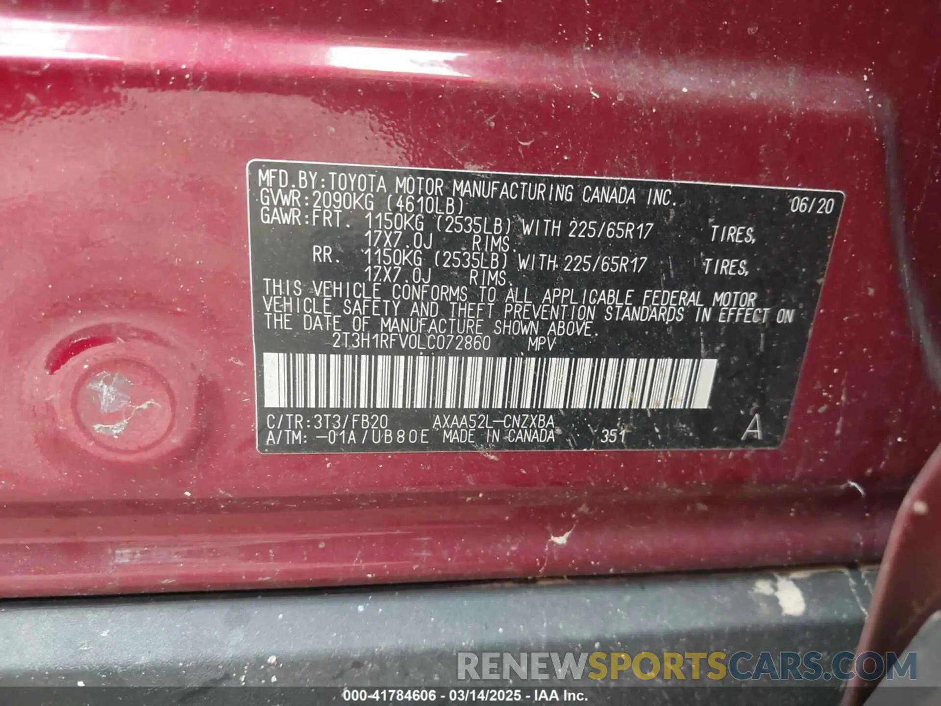 9 Фотография поврежденного автомобиля 2T3H1RFV0LC072860 TOYOTA RAV4 2020