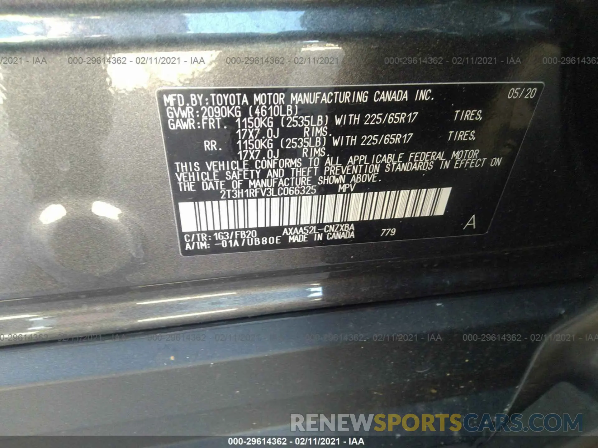 9 Photograph of a damaged car 2T3H1RFV3LC066325 TOYOTA RAV4 2020