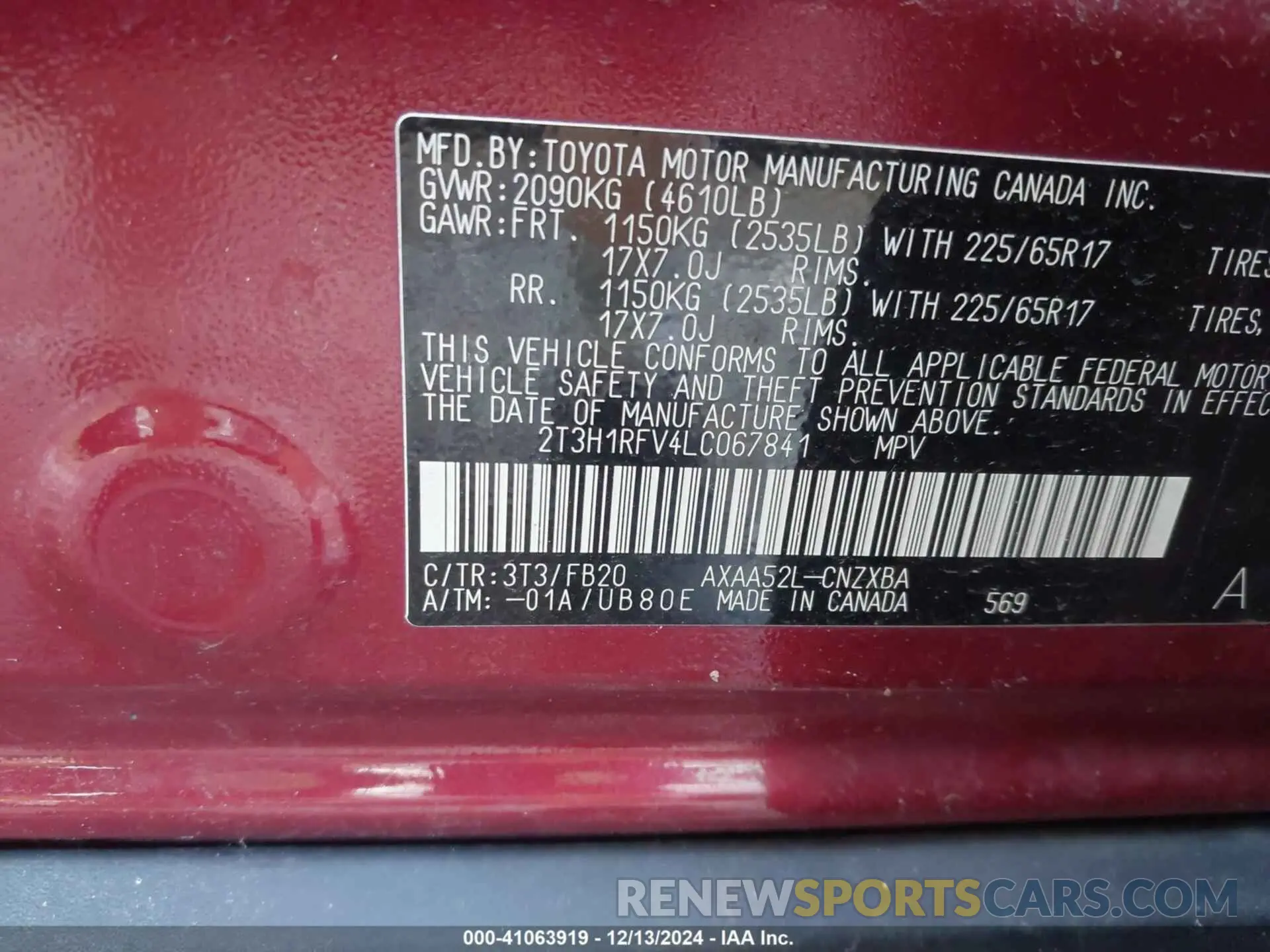 9 Фотография поврежденного автомобиля 2T3H1RFV4LC067841 TOYOTA RAV4 2020