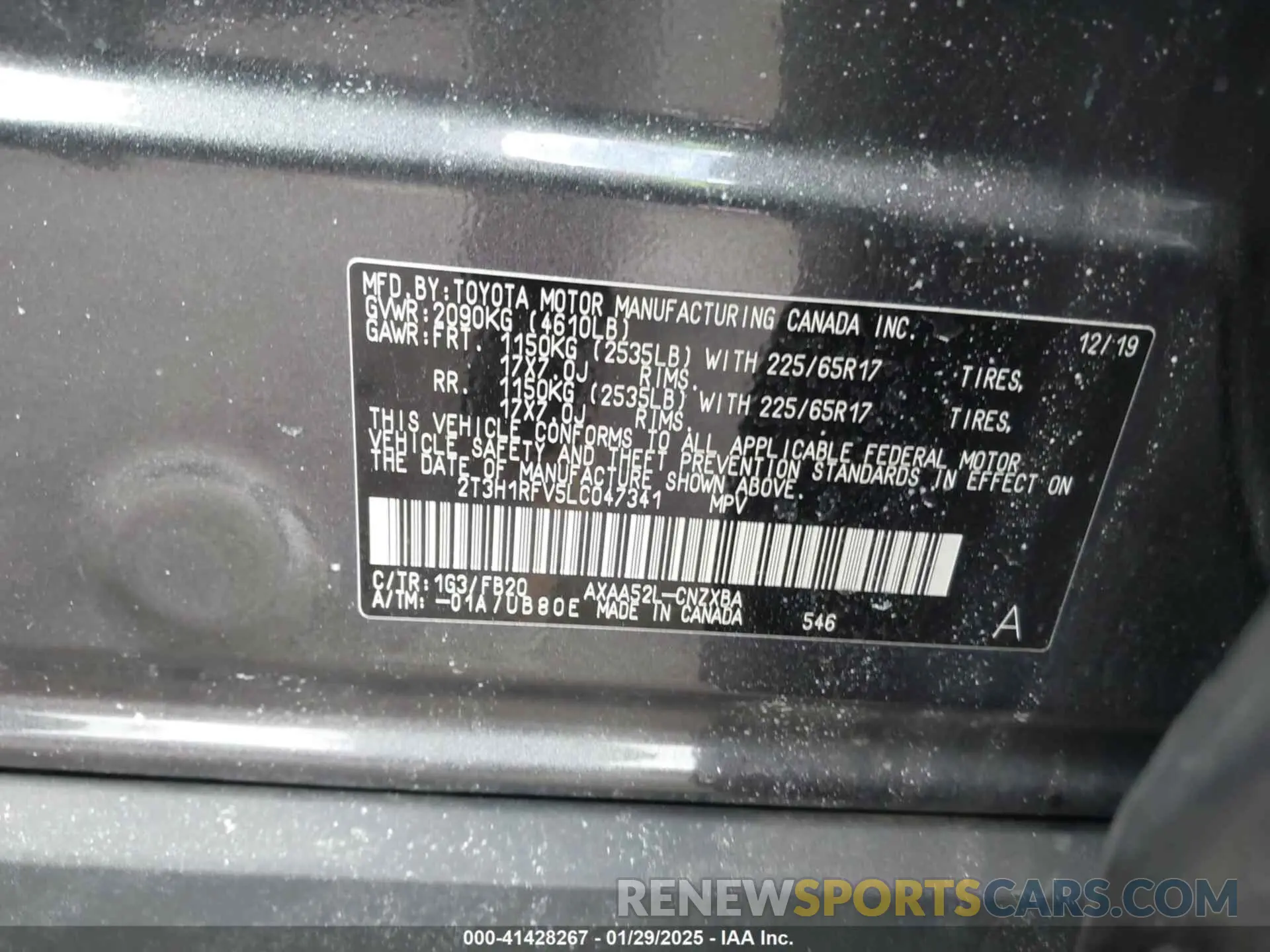 9 Фотография поврежденного автомобиля 2T3H1RFV5LC047341 TOYOTA RAV4 2020
