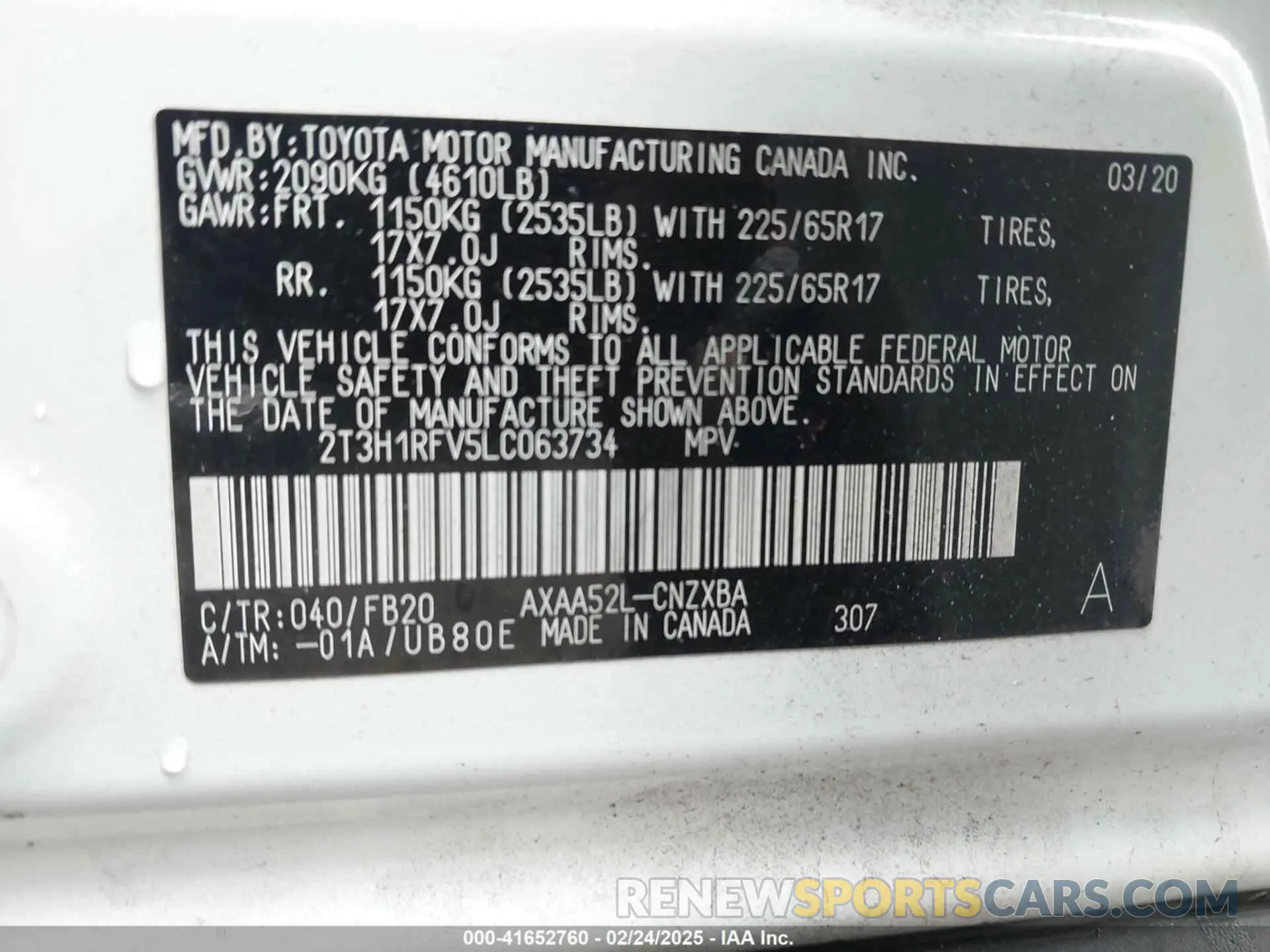9 Фотография поврежденного автомобиля 2T3H1RFV5LC063734 TOYOTA RAV4 2020