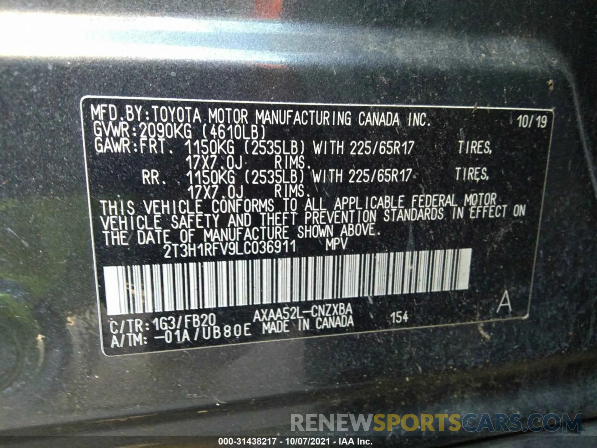 9 Фотография поврежденного автомобиля 2T3H1RFV9LC036911 TOYOTA RAV4 2020