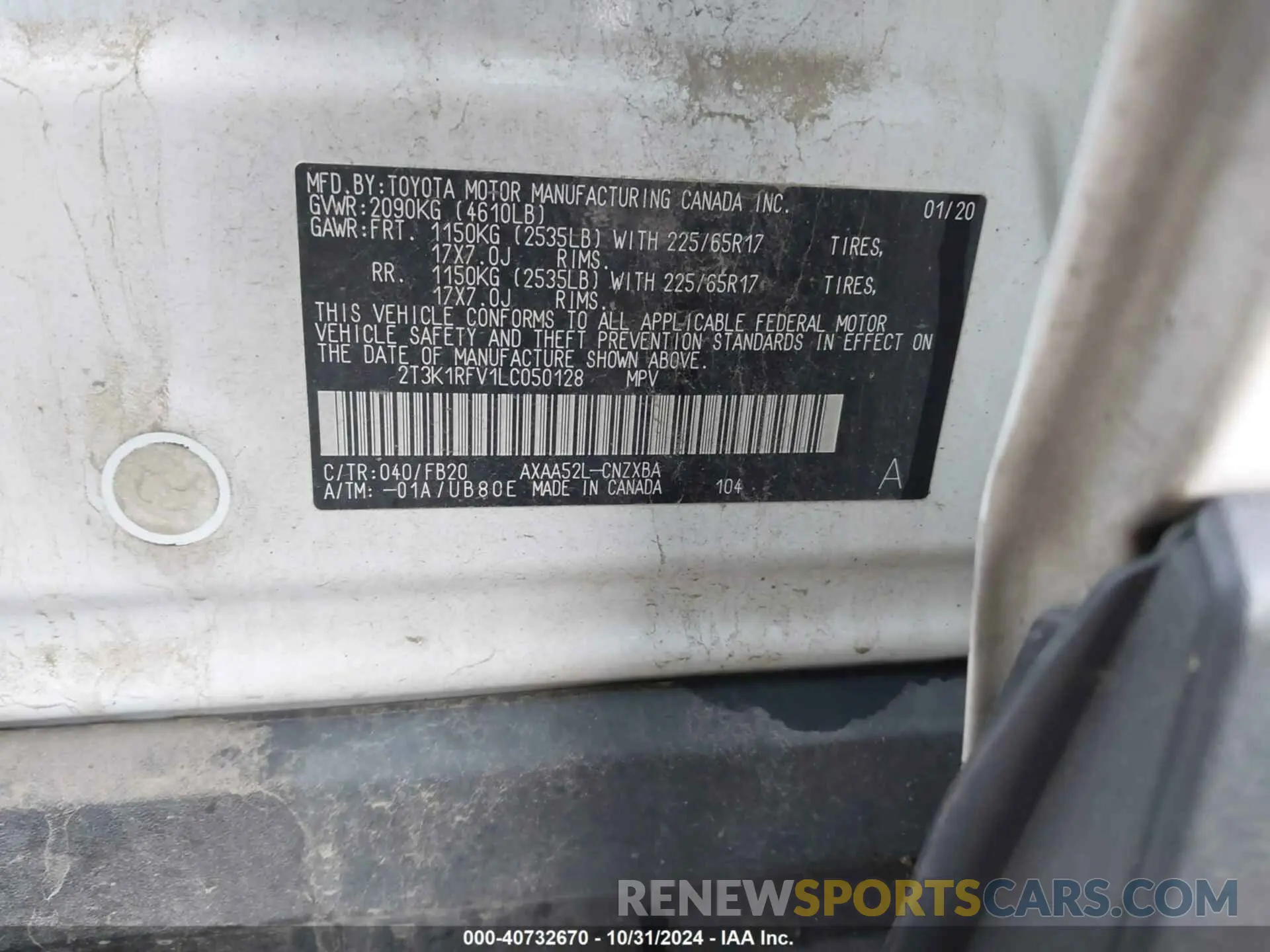 9 Фотография поврежденного автомобиля 2T3K1RFV1LC050128 TOYOTA RAV4 2020