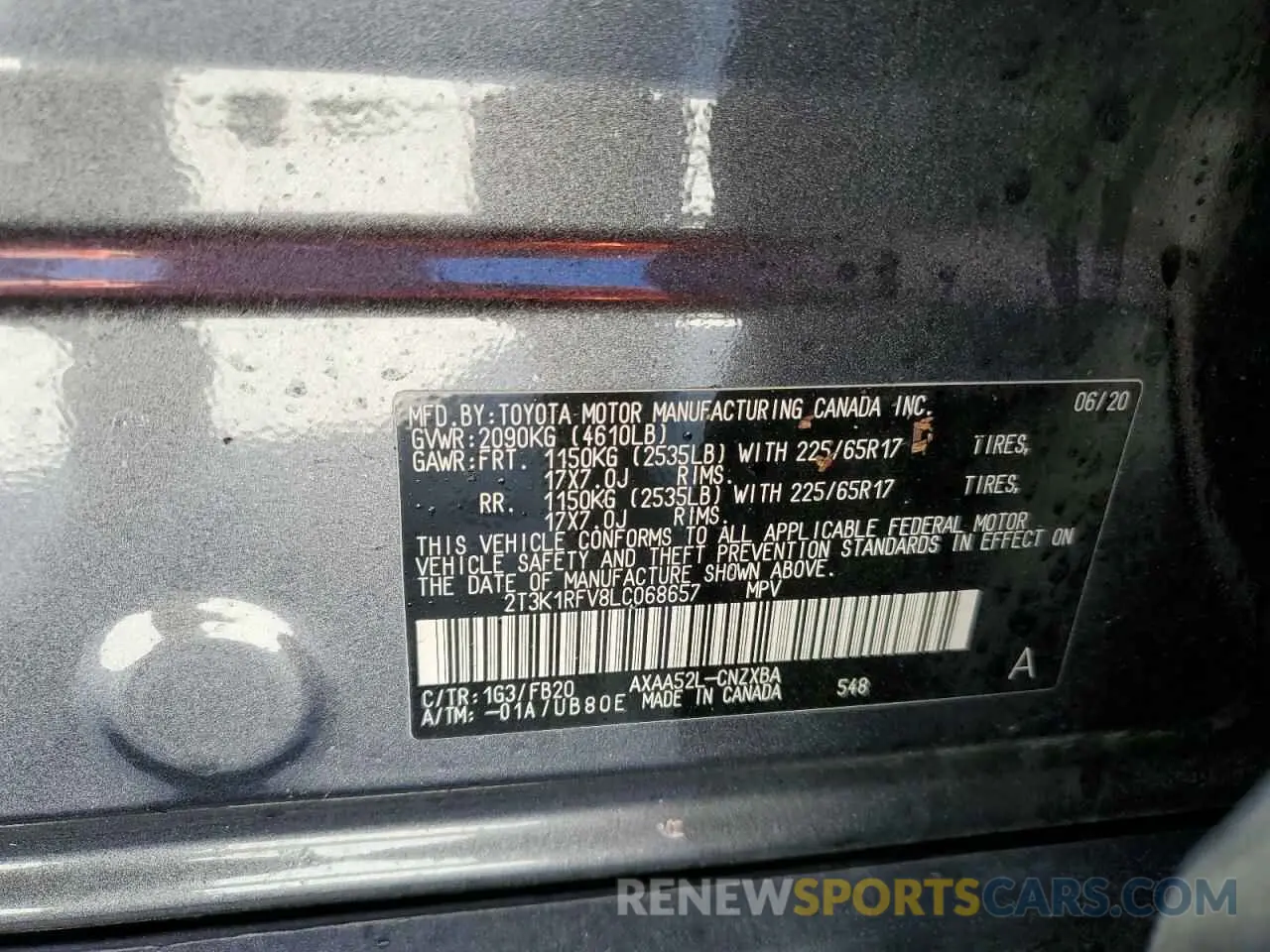 14 Фотография поврежденного автомобиля 2T3K1RFV8LC068657 TOYOTA RAV4 2020