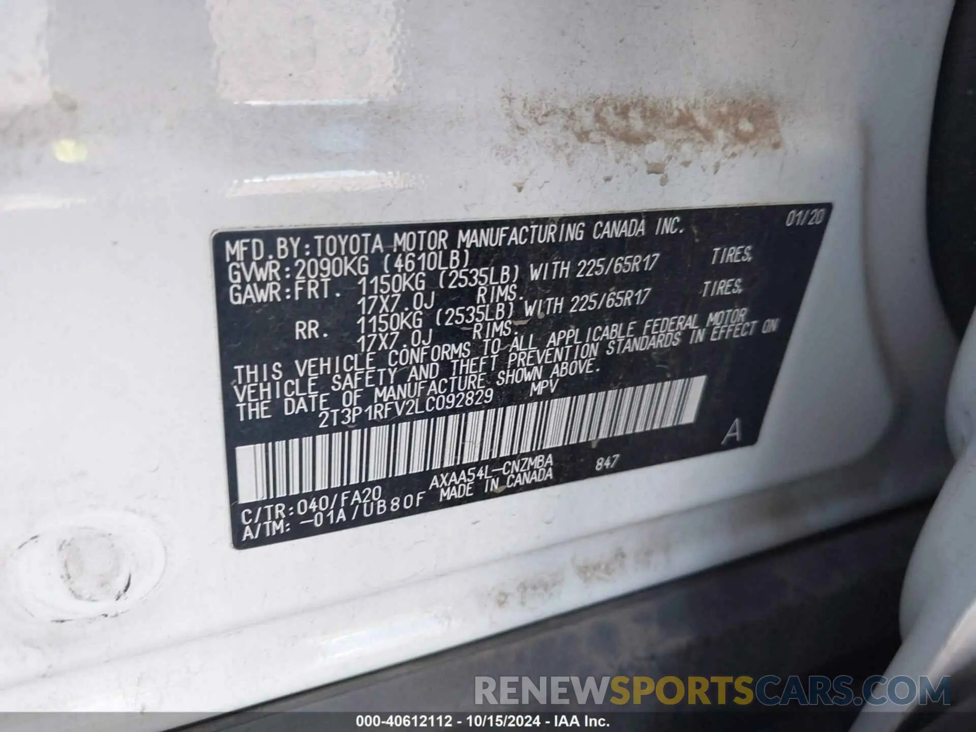 9 Фотография поврежденного автомобиля 2T3P1RFV2LC092829 TOYOTA RAV4 2020