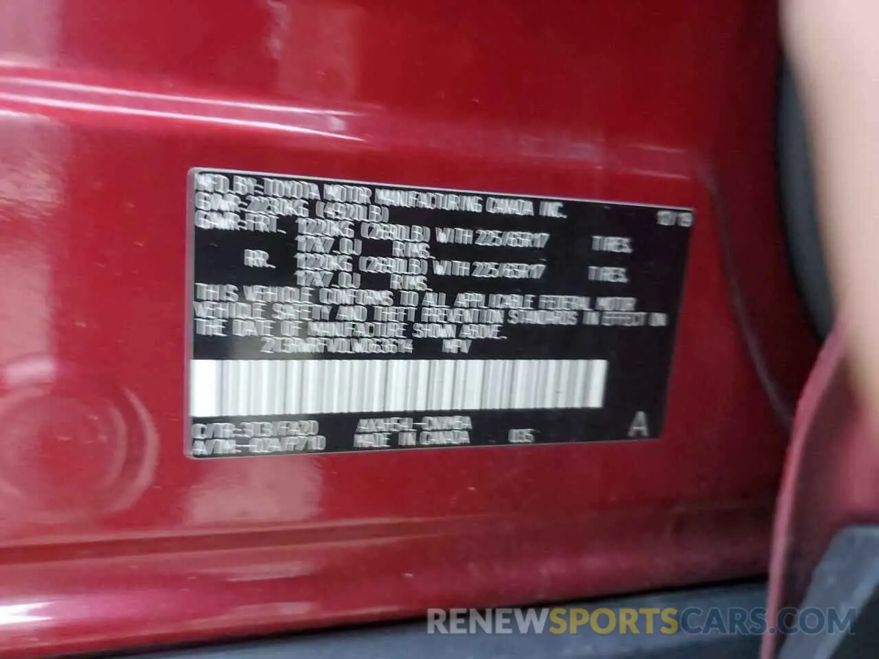 13 Photograph of a damaged car 2T3RWRFV0LW063614 TOYOTA RAV4 2020