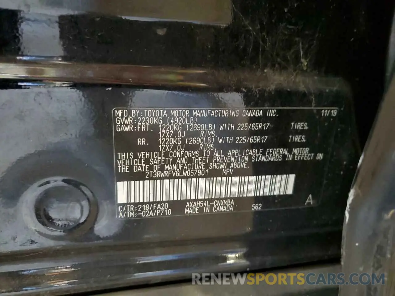 14 Photograph of a damaged car 2T3RWRFV6LW057901 TOYOTA RAV4 2020