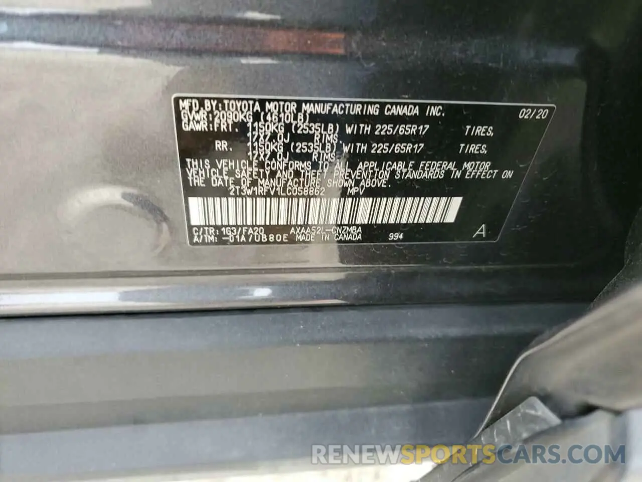 14 Фотография поврежденного автомобиля 2T3W1RFV1LC058862 TOYOTA RAV4 2020