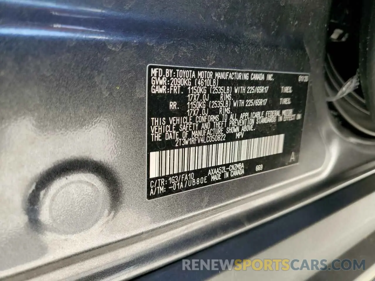 13 Фотография поврежденного автомобиля 2T3W1RFV4LC050822 TOYOTA RAV4 2020