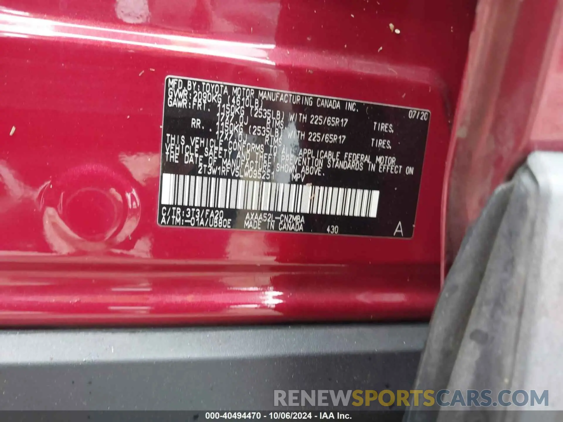9 Фотография поврежденного автомобиля 2T3W1RFV5LW095251 TOYOTA RAV4 2020