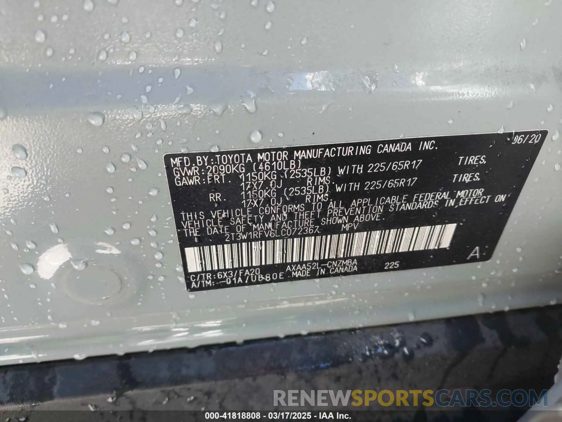 9 Фотография поврежденного автомобиля 2T3W1RFV6LC072367 TOYOTA RAV4 2020