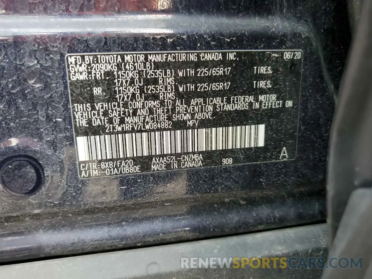 14 Photograph of a damaged car 2T3W1RFV7LW084882 TOYOTA RAV4 2020