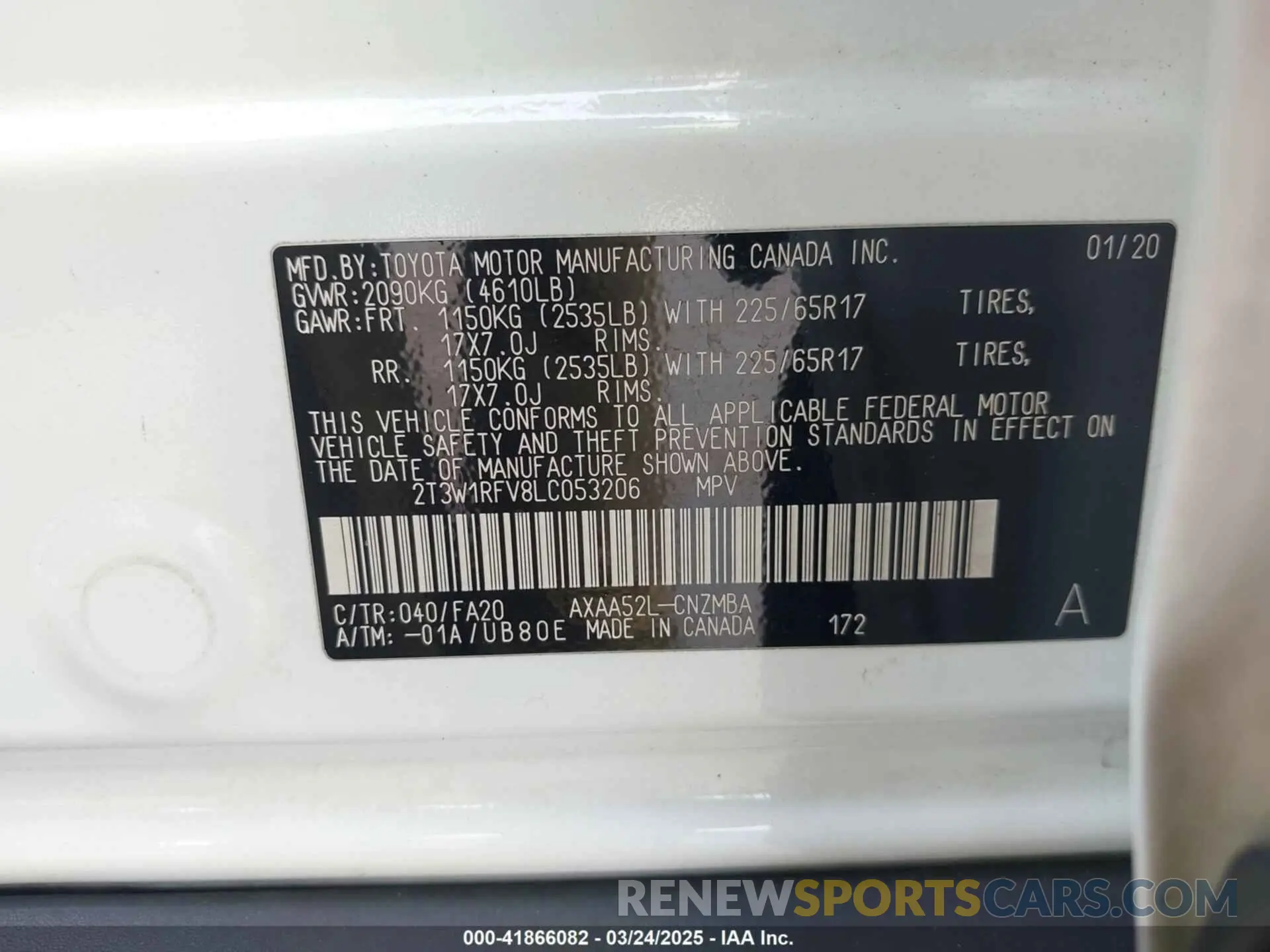 9 Фотография поврежденного автомобиля 2T3W1RFV8LC053206 TOYOTA RAV4 2020