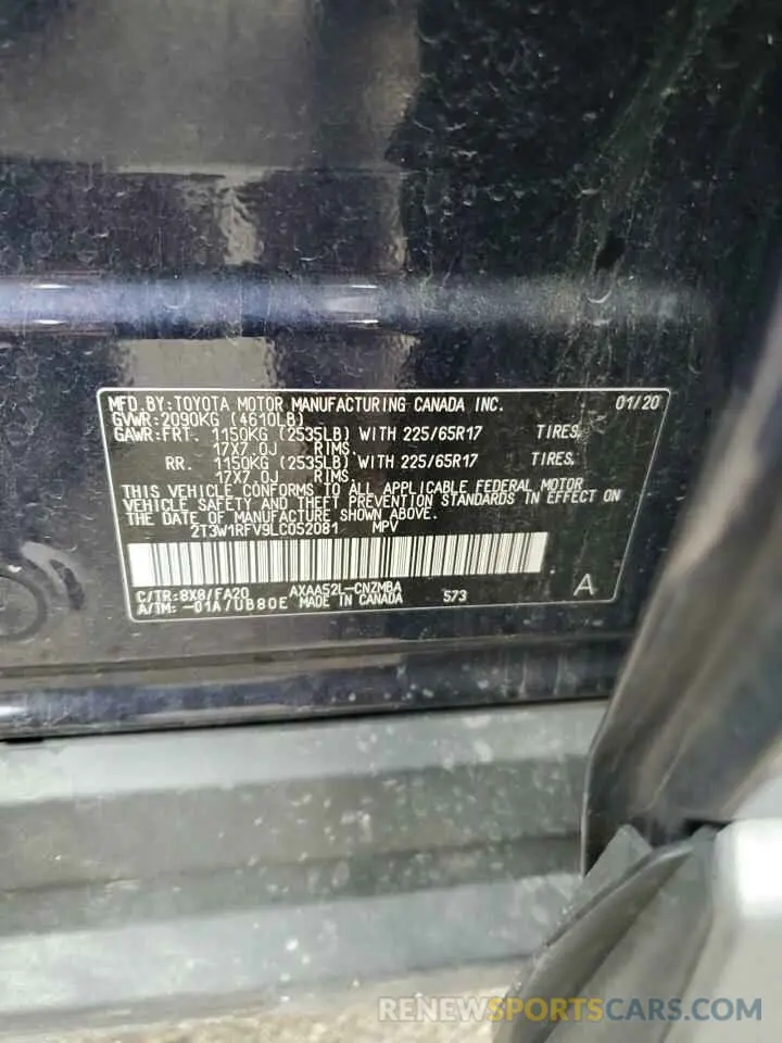 14 Photograph of a damaged car 2T3W1RFV9LC052081 TOYOTA RAV4 2020