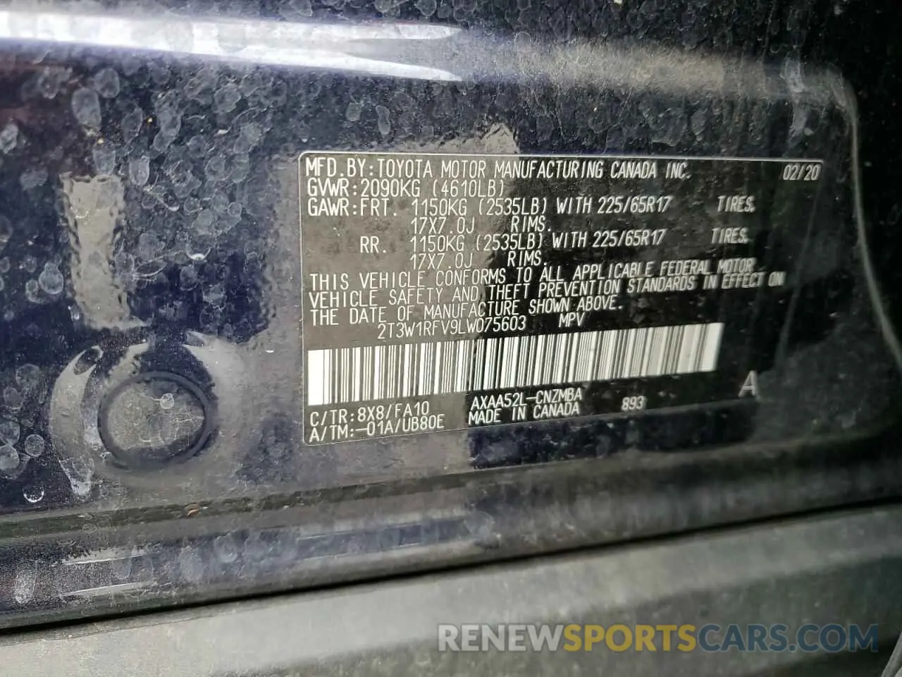 14 Фотография поврежденного автомобиля 2T3W1RFV9LW075603 TOYOTA RAV4 2020