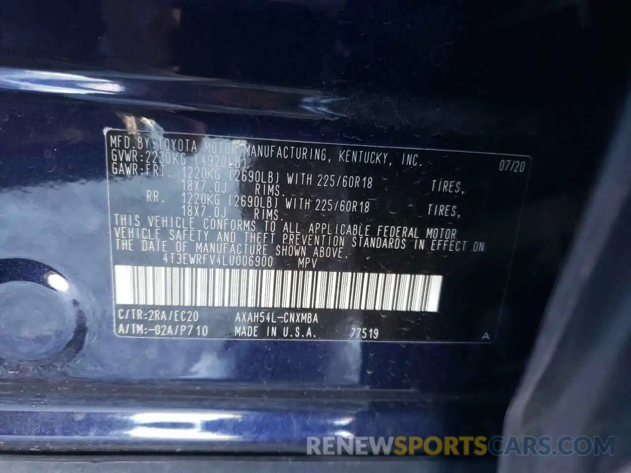 10 Фотография поврежденного автомобиля 4T3EWRFV4LU006900 TOYOTA RAV4 2020