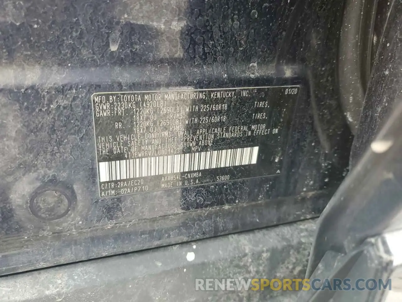 14 Фотография поврежденного автомобиля 4T3EWRFV7LU001433 TOYOTA RAV4 2020