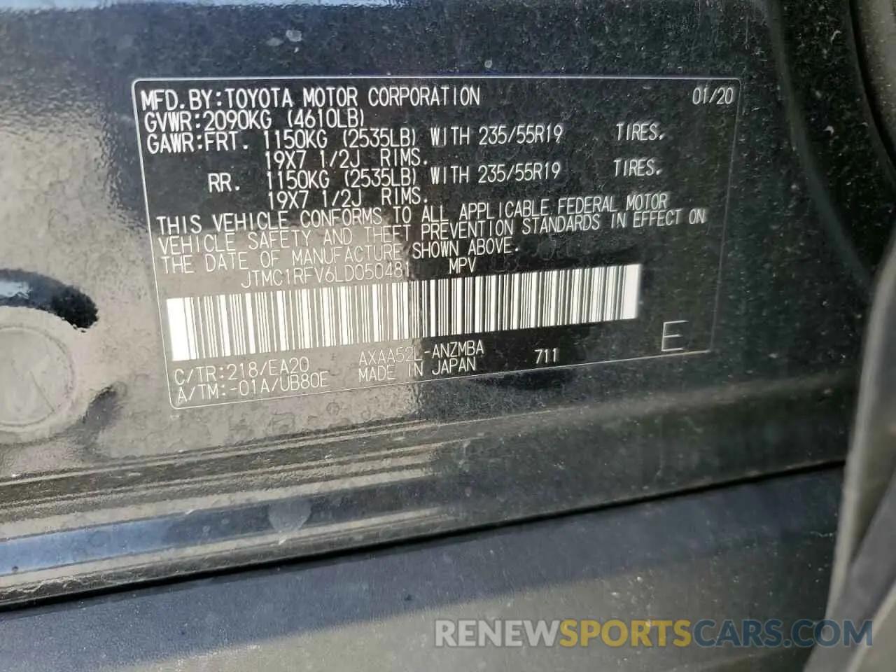 15 Фотография поврежденного автомобиля JTMC1RFV6LD050481 TOYOTA RAV4 2020