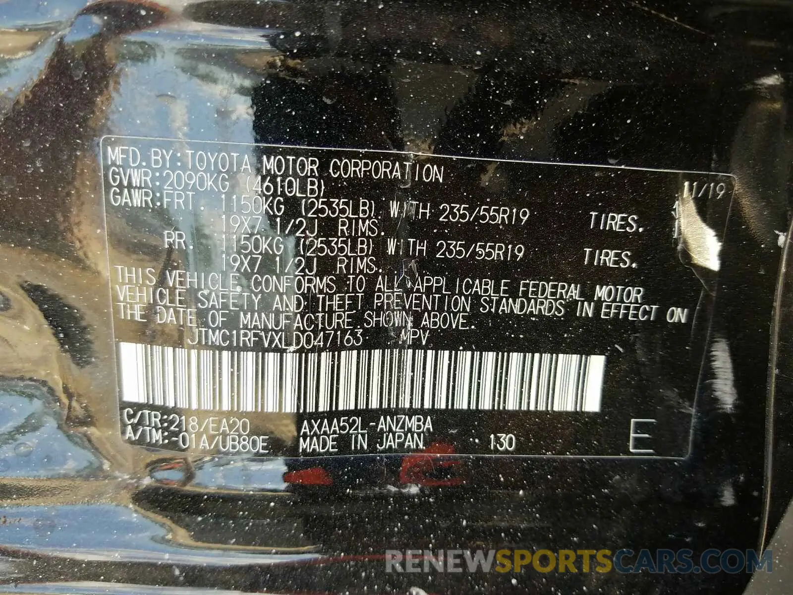 10 Photograph of a damaged car JTMC1RFVXLD047163 TOYOTA RAV4 2020