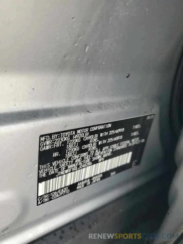 13 Photograph of a damaged car JTMDWRFV0LJ046286 TOYOTA RAV4 2020