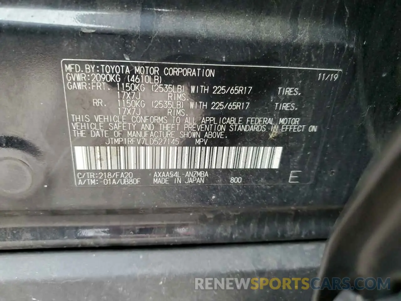 14 Фотография поврежденного автомобиля JTMP1RFV7LD527145 TOYOTA RAV4 2020