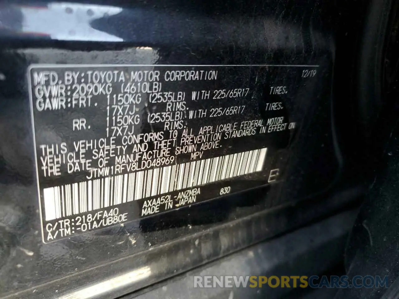 15 Фотография поврежденного автомобиля JTMW1RFV8LD048969 TOYOTA RAV4 2020
