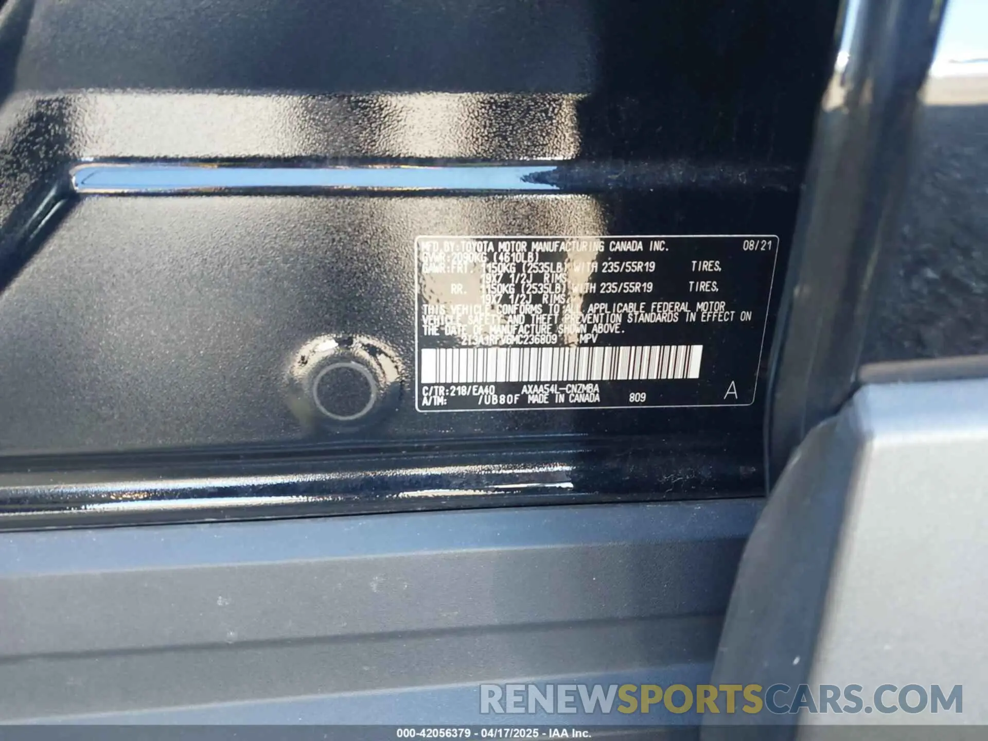 9 Фотография поврежденного автомобиля 2T3A1RFV6MC236809 TOYOTA RAV4 2021