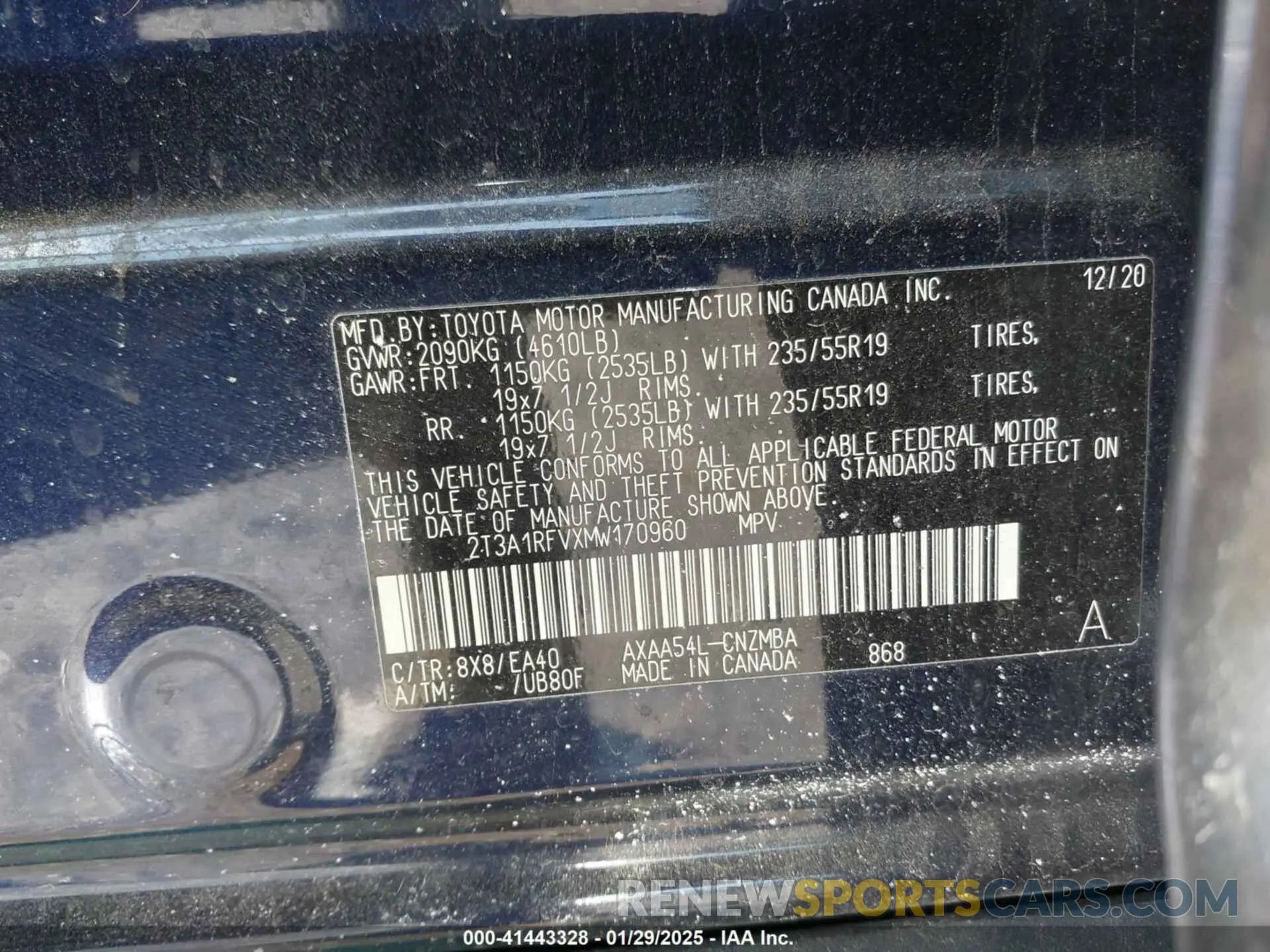 9 Фотография поврежденного автомобиля 2T3A1RFVXMW170960 TOYOTA RAV4 2021