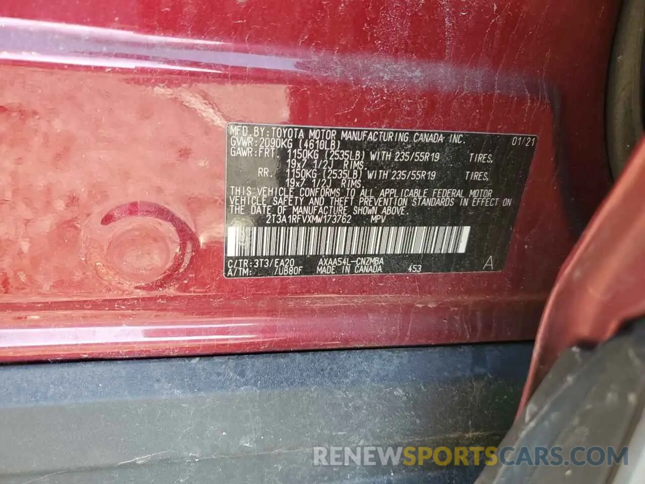 15 Фотография поврежденного автомобиля 2T3A1RFVXMW173762 TOYOTA RAV4 2021