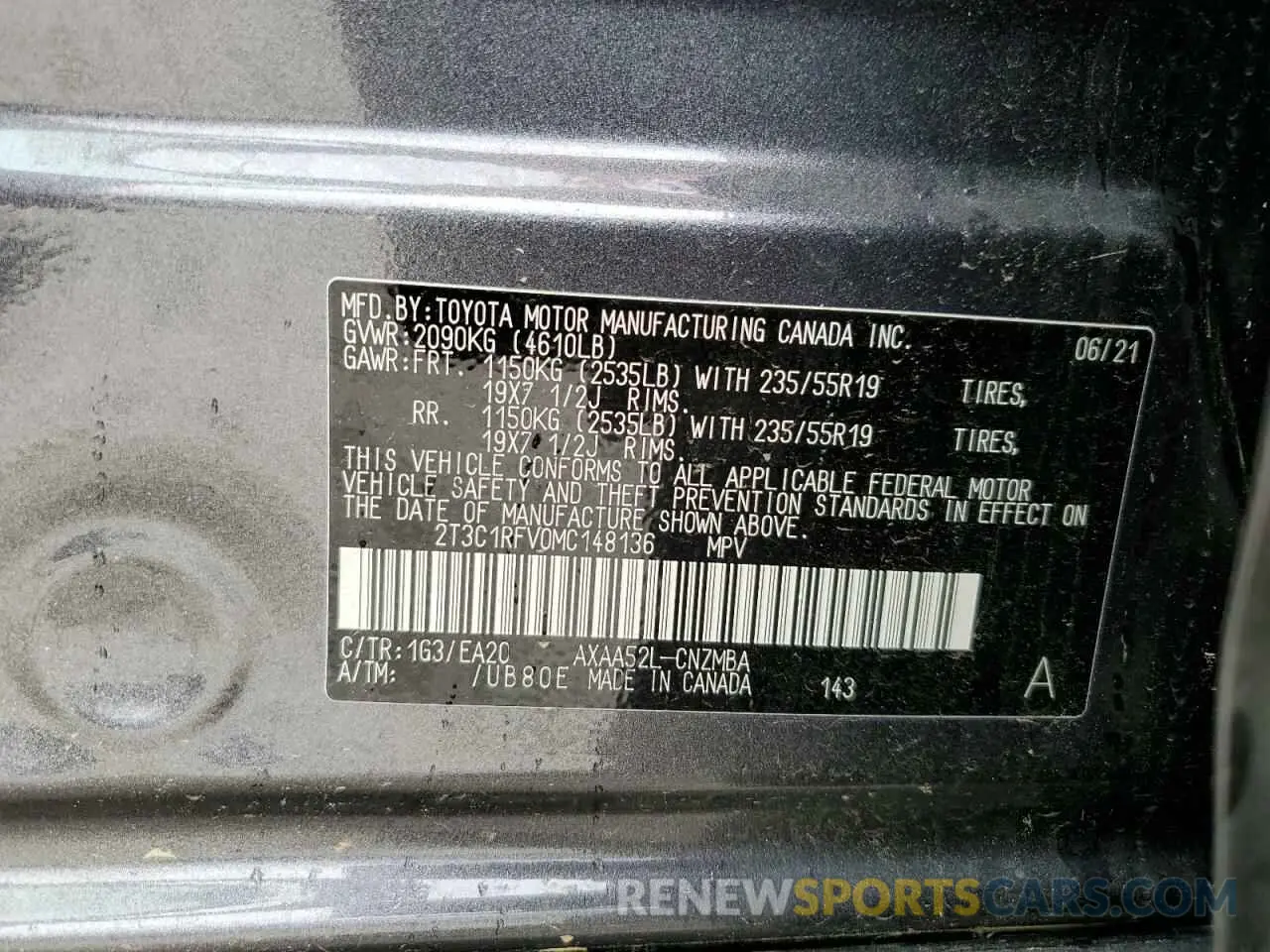 13 Photograph of a damaged car 2T3C1RFV0MC148136 TOYOTA RAV4 2021