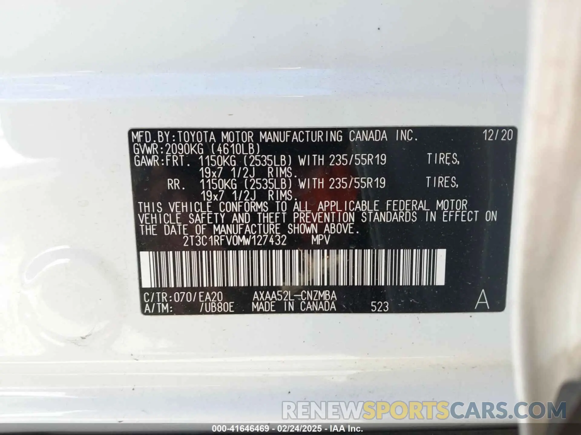9 Фотография поврежденного автомобиля 2T3C1RFV0MW127432 TOYOTA RAV4 2021