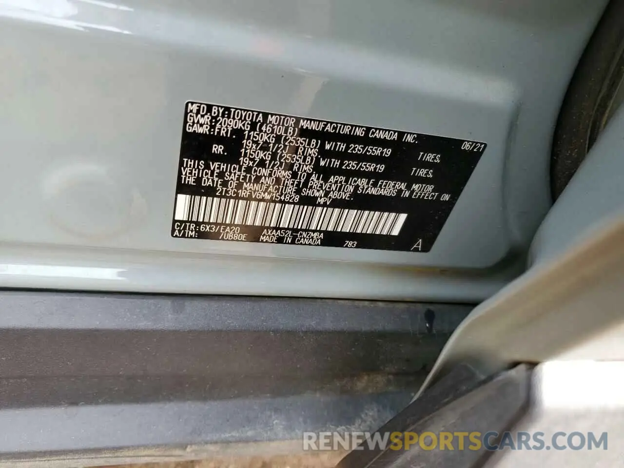 12 Photograph of a damaged car 2T3C1RFV6MW154828 TOYOTA RAV4 2021