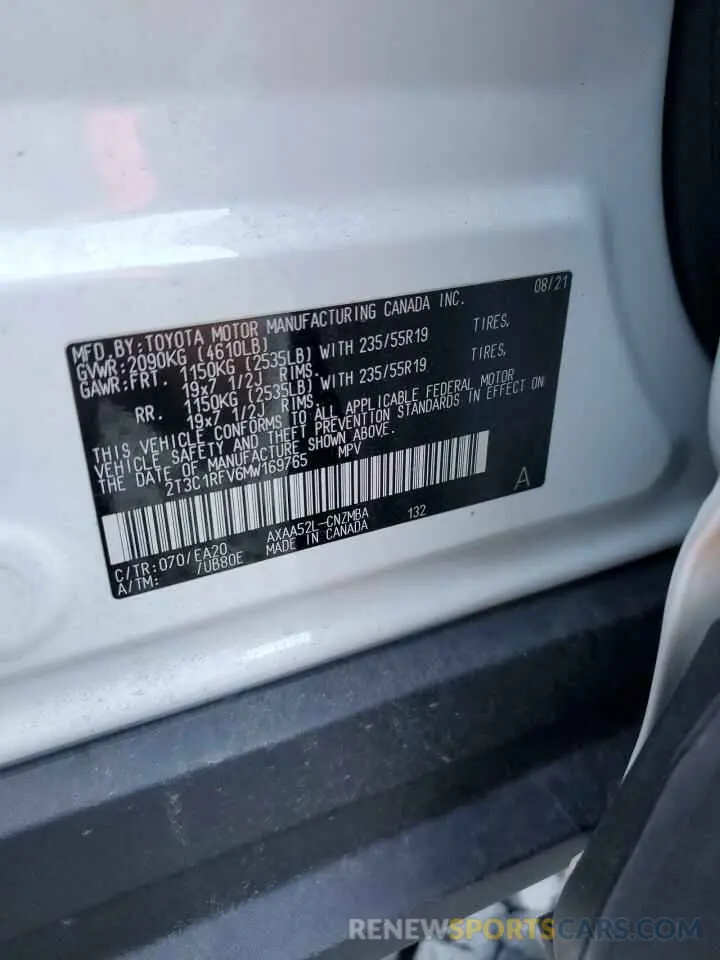 13 Photograph of a damaged car 2T3C1RFV6MW169765 TOYOTA RAV4 2021