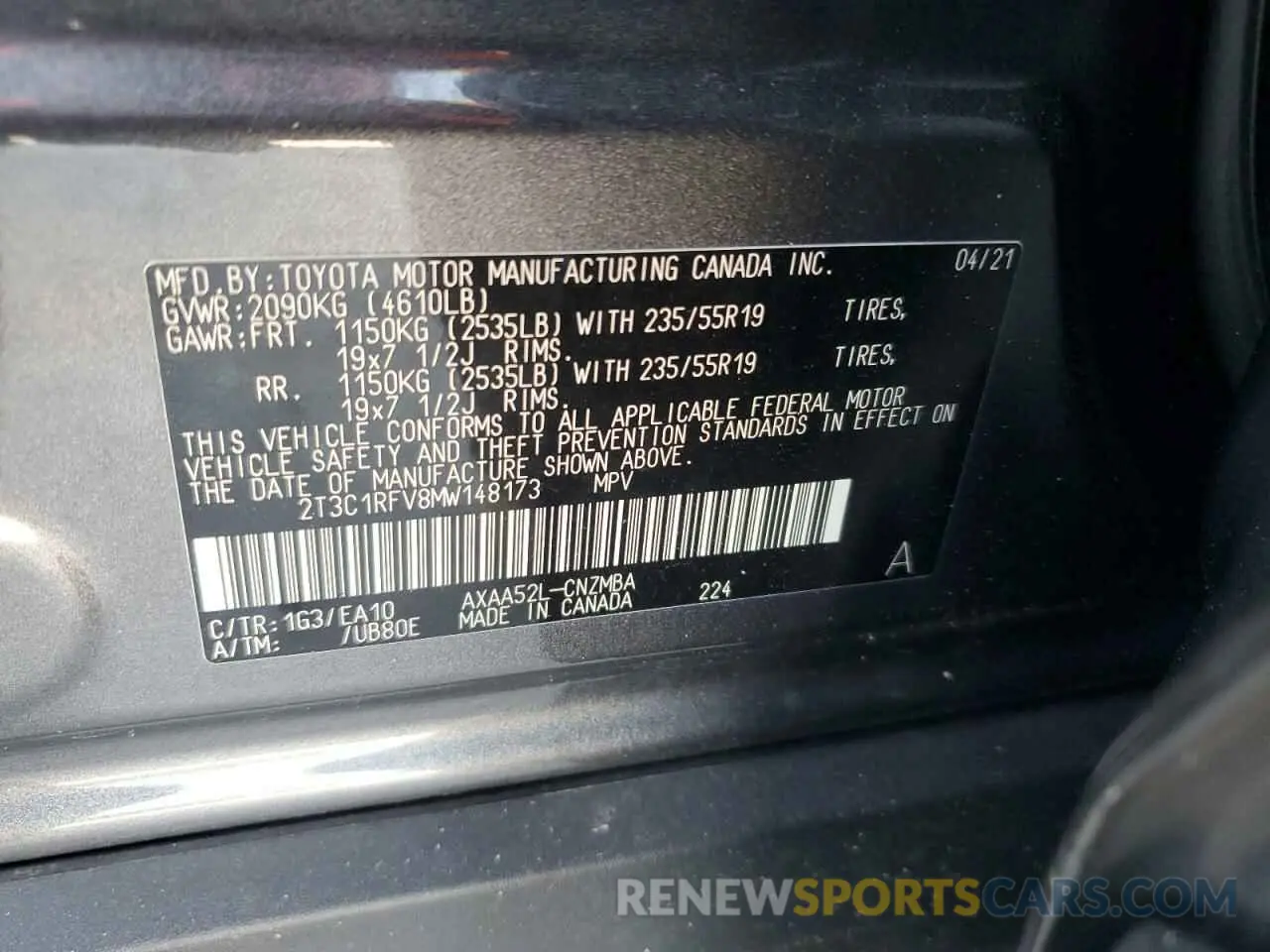 15 Фотография поврежденного автомобиля 2T3C1RFV8MW148173 TOYOTA RAV4 2021