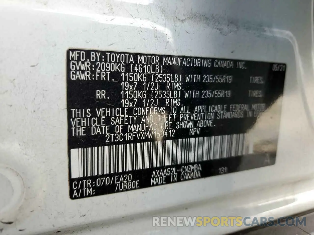 15 Photograph of a damaged car 2T3C1RFVXMW150412 TOYOTA RAV4 2021
