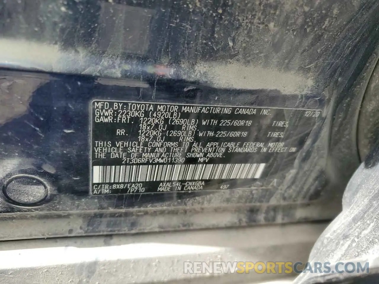 13 Фотография поврежденного автомобиля 2T3D6RFV3MW011390 TOYOTA RAV4 2021