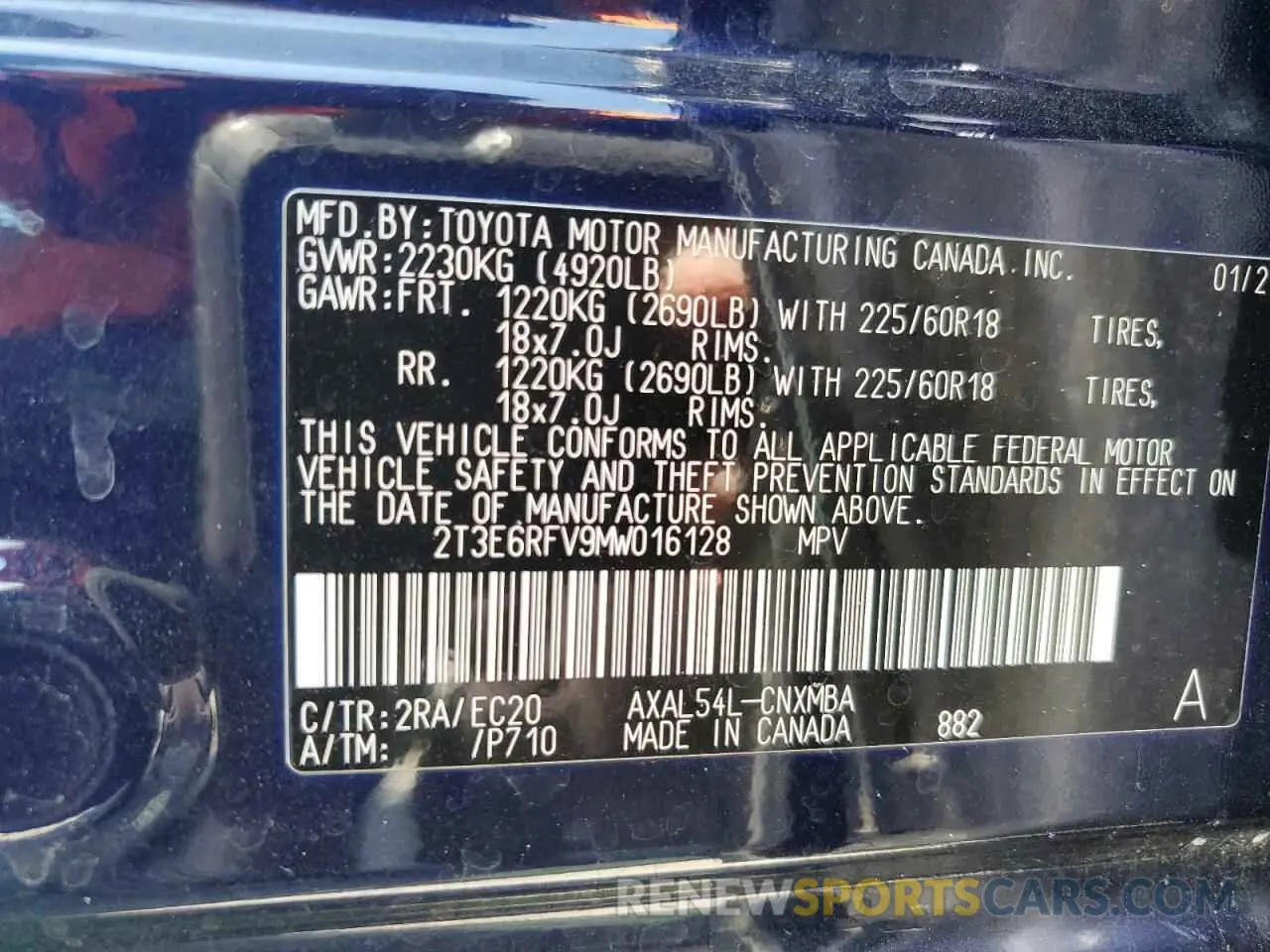 13 Фотография поврежденного автомобиля 2T3E6RFV9MW016128 TOYOTA RAV4 2021