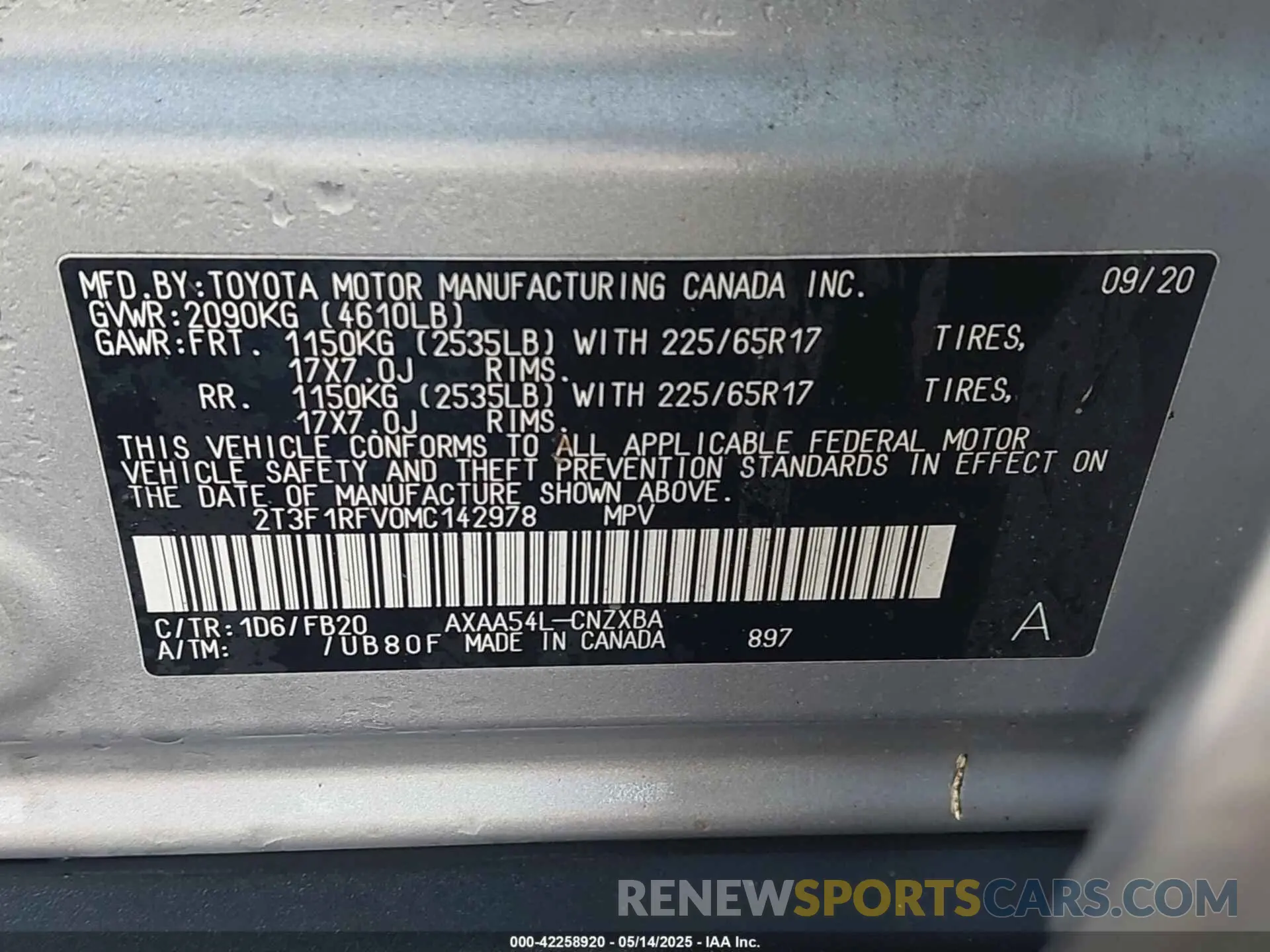 9 Фотография поврежденного автомобиля 2T3F1RFV0MC142978 TOYOTA RAV4 2021