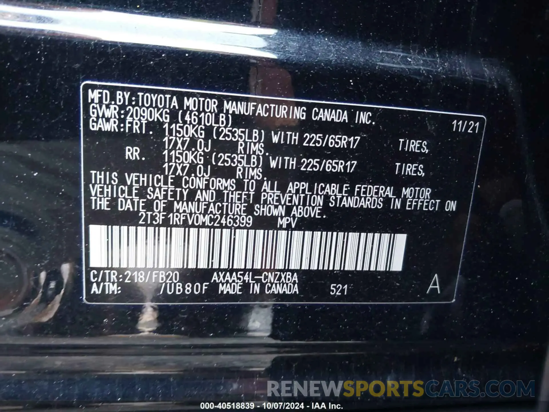 9 Фотография поврежденного автомобиля 2T3F1RFV0MC246399 TOYOTA RAV4 2021