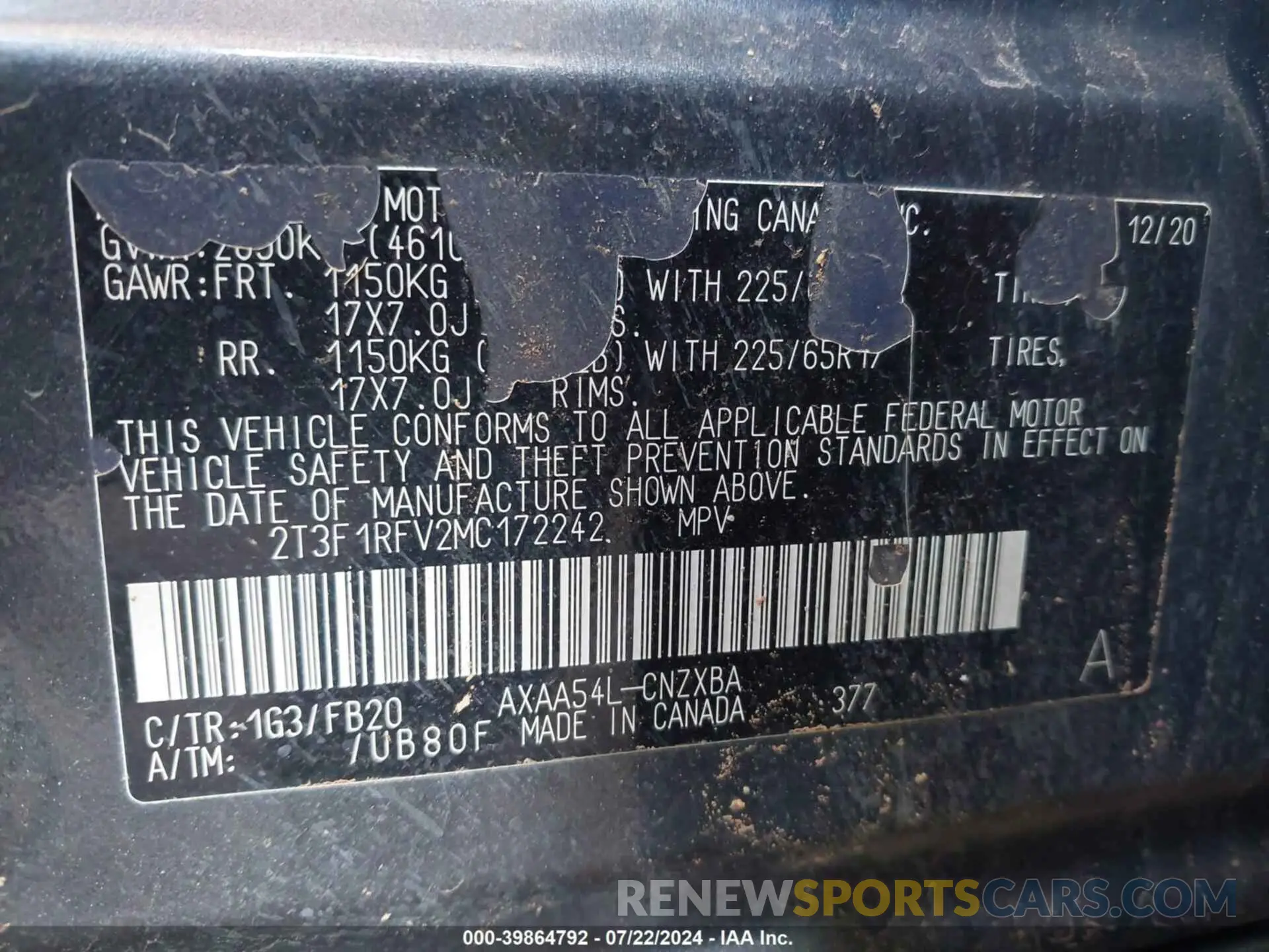 9 Фотография поврежденного автомобиля 2T3F1RFV2MC172242 TOYOTA RAV4 2021