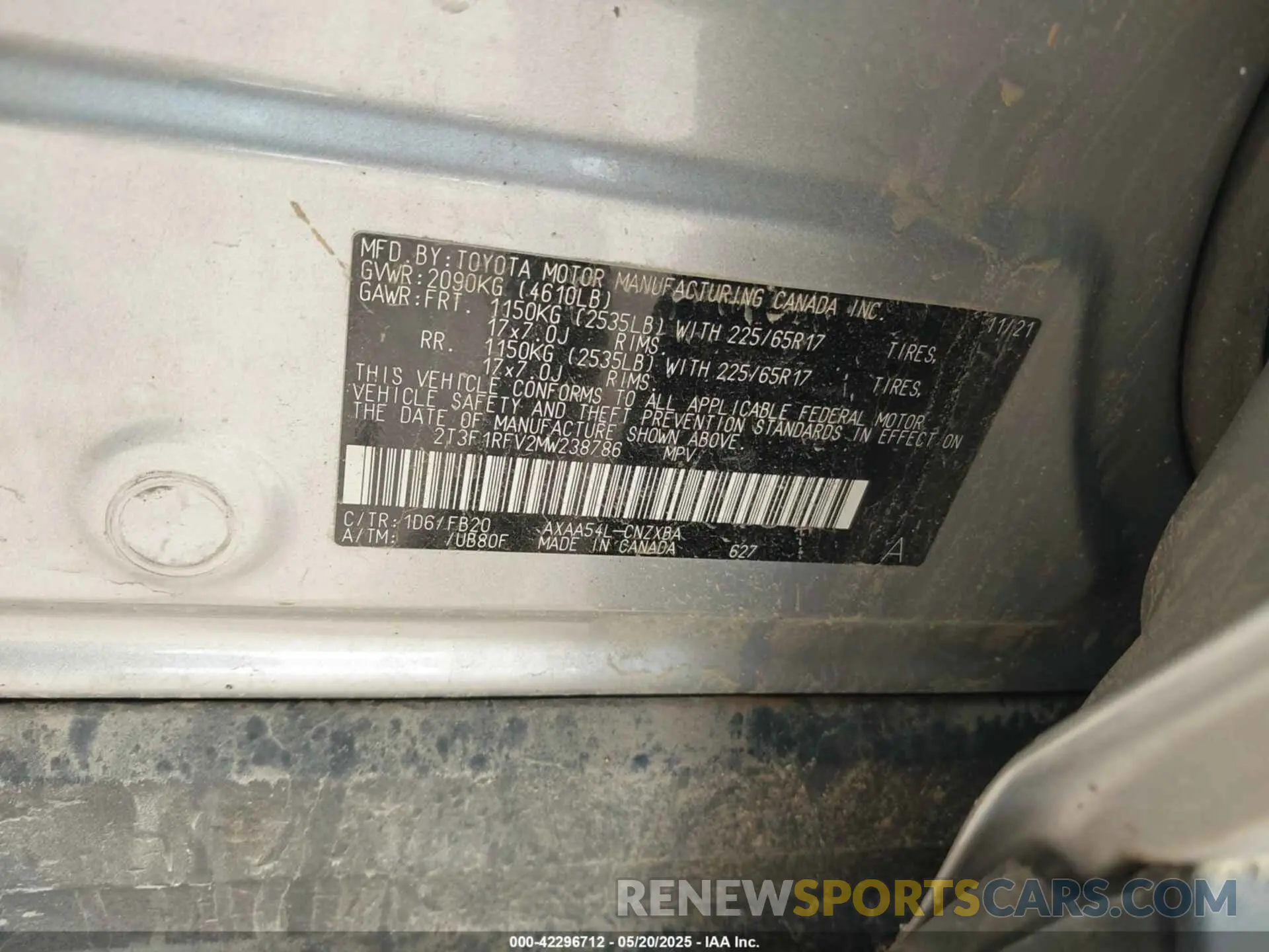 9 Photograph of a damaged car 2T3F1RFV2MW238786 TOYOTA RAV4 2021