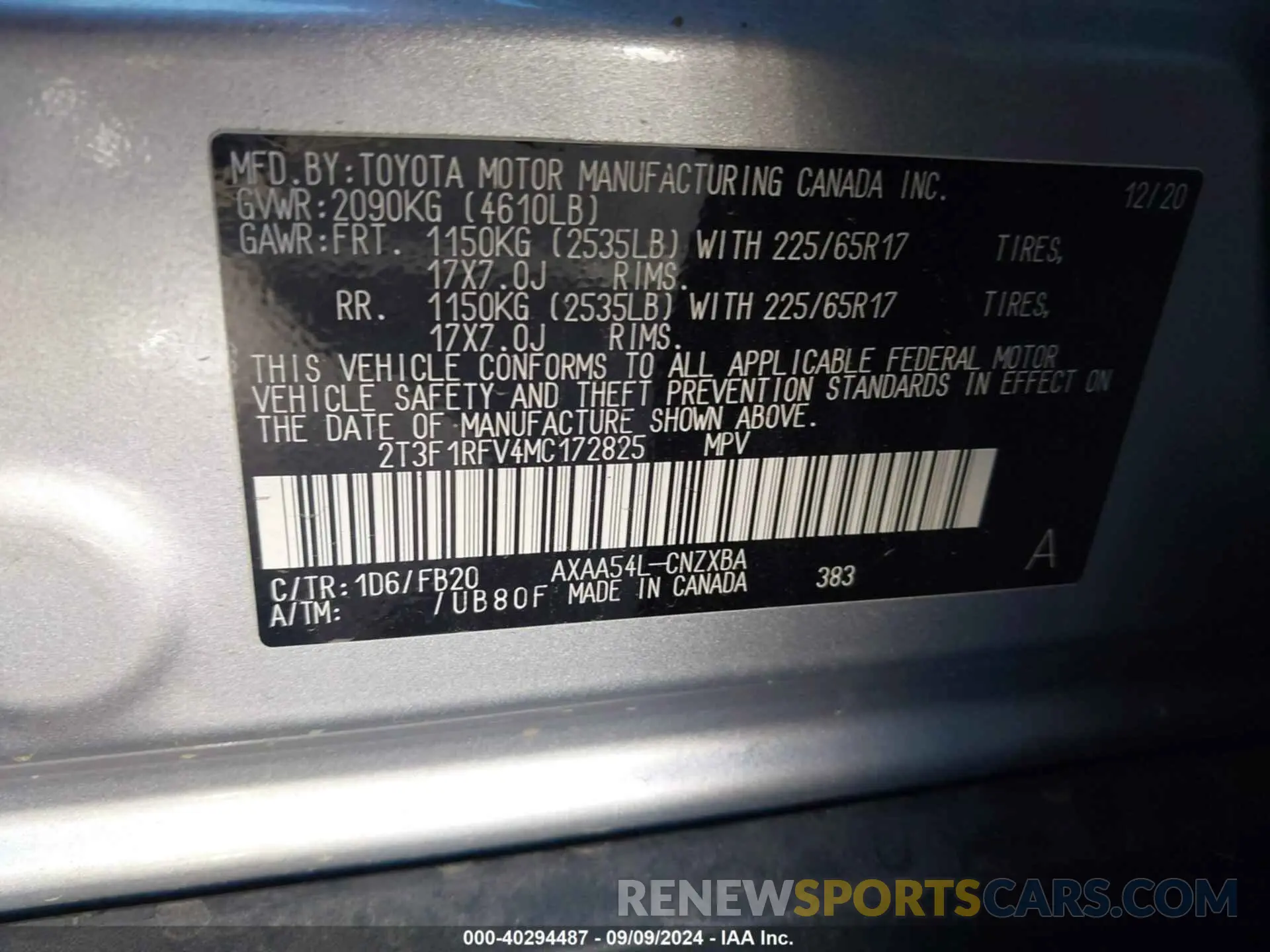 9 Photograph of a damaged car 2T3F1RFV4MC172825 TOYOTA RAV4 2021