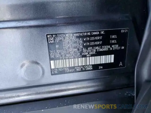 13 Фотография поврежденного автомобиля 2T3F1RFV4MC192542 TOYOTA RAV4 2021