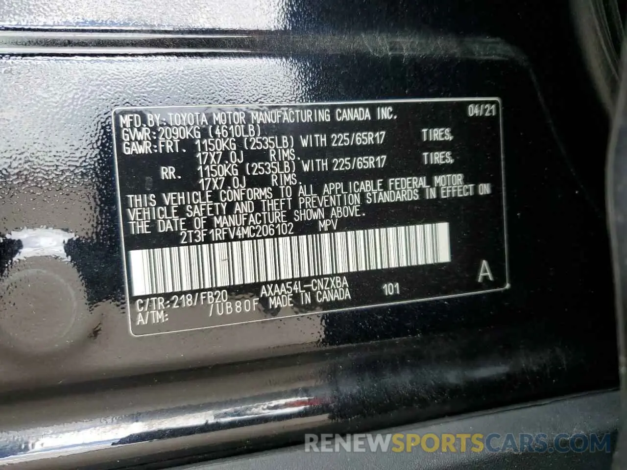 15 Photograph of a damaged car 2T3F1RFV4MC206102 TOYOTA RAV4 2021