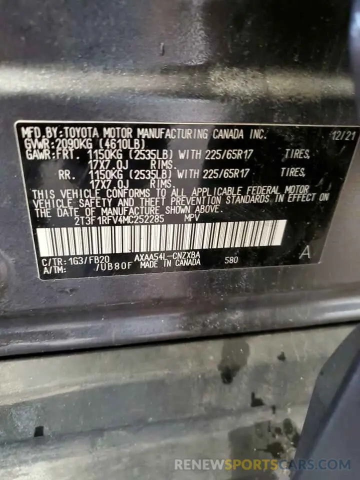 13 Photograph of a damaged car 2T3F1RFV4MC252285 TOYOTA RAV4 2021